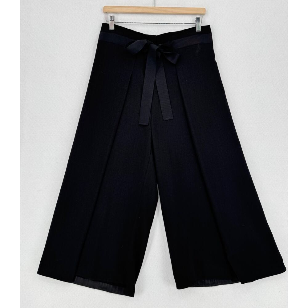 Crea Concept Womens Black Belted Wide Leg Trouser Pants Sz 46
